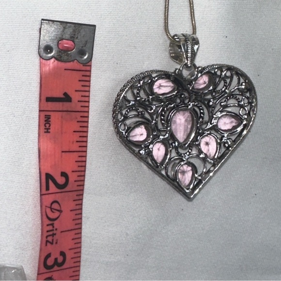 Charming Love Heart Pink Topaz multi-gem Pendant - Picture 6 of 9